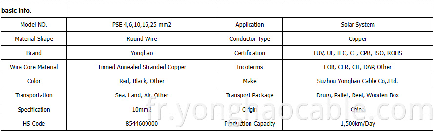 solar cable UL TUV pv solar cable